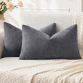 MIULEE Grey Chenille Couch Lumbar Throw Pillow Covers, 12x20 | Set of 2 by MIULEE