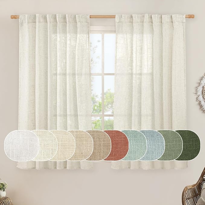 Short Linen Curtains 45 Inches Long by LAMIT