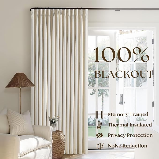 Cream Beige Linen Black Out 96 Inch Curtains - Image 3