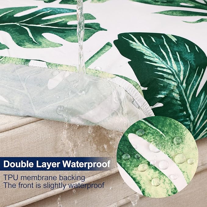 Smiry Waterproof Patio Cushion Covers, Stretch Outdoor Furniture Covers | Couch - Image 2