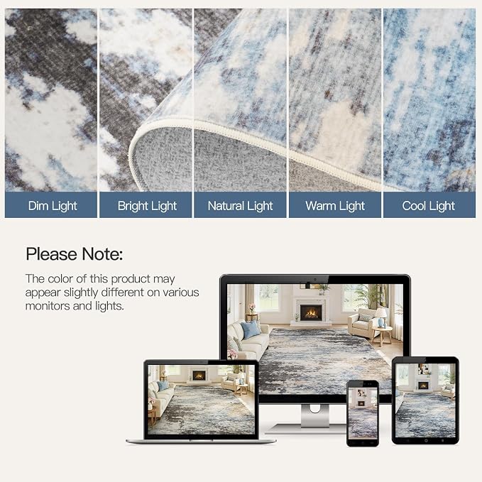 9x12 Area Rug for Living Room, Abstract Washable Large Rugs, Dining Room - Image 9