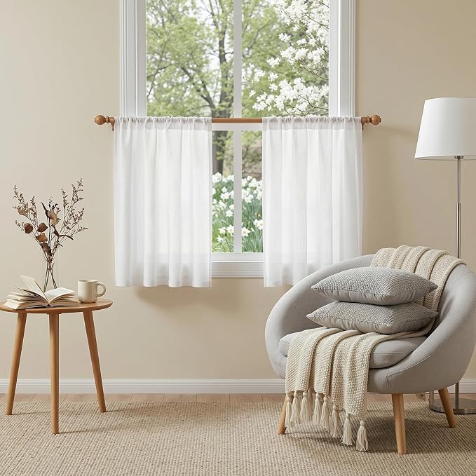 MYSKY HOME 30 Inches Long White Tiers Curtains - Image 3