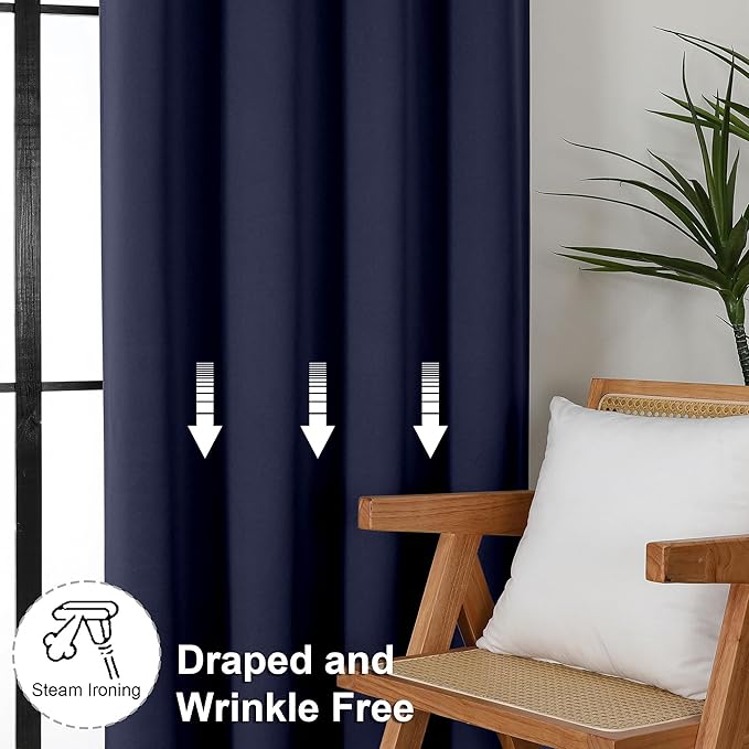Simplebrand Ava Navy Blue Short 36 Inches Blackout Curtain 2 Panels Set - Image 7
