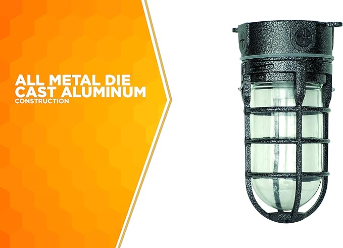 Woods L1706BLK Vandal Resistant 150W Incandescent Security Light, Ceiling Mount, Hammered Black