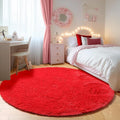 Red Round Rugs 5ft for Bedroom Living Room, Fluffy Circle Area Rug for Kids by ONASAR
