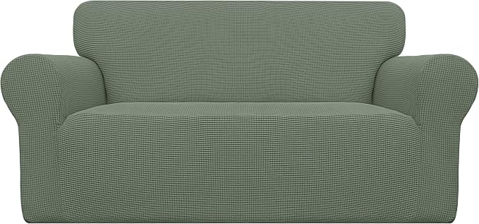 Easy-Going Stretch Oversized Loveseat Couch Covers Washable Greyish Green | by Easy-Going