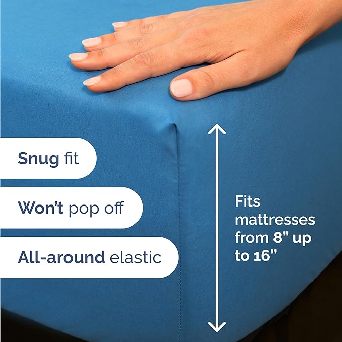 Twin 4 Piece Sheet Set - Comfy Breathable & Cooling - Ultra-Soft Hotel Luxury Bedding Set with 8-16 Inch Deep Pockets - 1 Flat & 1 Fitted Sheet & 2 Pillowcases - Wrinkle Free & Easy Care - Denim Blue
