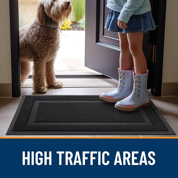 OLANLY Front Door Mat Outside 71x23, All-Season Heavy-Duty Rubber Doormat | Jet - Image 6