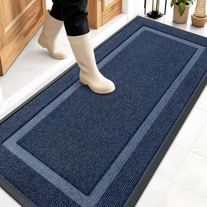 OLANLY Front Door Mat Outside 59x23, All-Season Heavy-Duty Rubber Doormat | Blue by OLANLY