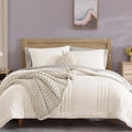 Monbix Queen Comforter Set - 7 Pieces Snow White Bed in a Bag Queen Bedding Sets with Comforters, All Seasons Down Alternative Comforter Bed Set with Sheets,Pillowcases & Shams