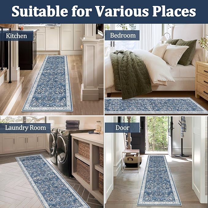 Yamaziot 2x6 Washable Hallway Runner Rug Non Slip Floral Carpet, Stain Resistant - Image 7