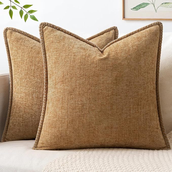MIULEE Decorative Couch Throw Pillow Covers 20x20 Inch Apricot Brown 2 Pack | by MIULEE
