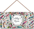 Personalized Sign Colorful Feather Decor For Girls Room and Baby Nursery Kids Bedroom Custom Name Wood Plaque Hanging Plate Wall Art Decor
