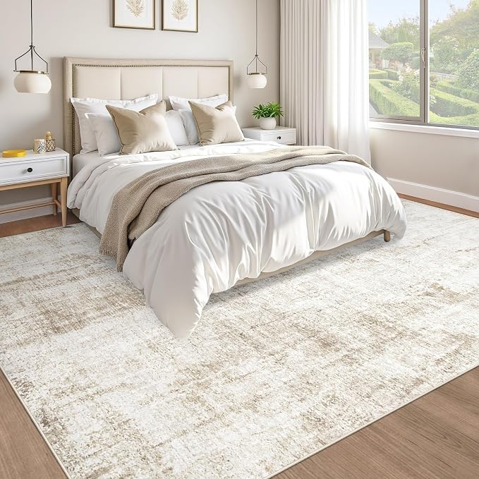 8x10 Area Rugs Washable Rug: Abstract Neutral Rugs Modern Non Slip Area Rug - Image 5