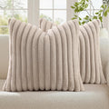 decorUhome Fall Faux Fur Throw Pillow Covers 18x18 Set of 2 Tan | Decorative by decorUhome