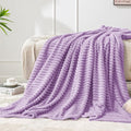 BEDELITE Ribbed Jacquard Lavender Fleece Twin Blanket by BEDELITE