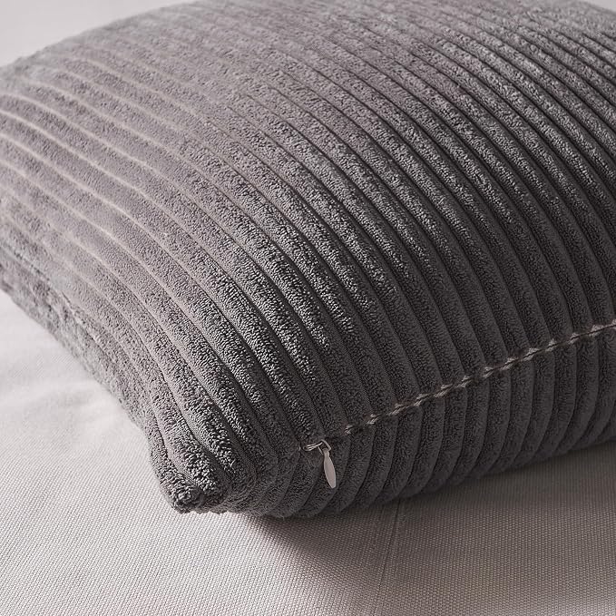 Topfinel Cushion Cover 50x50 cm Gray Set of 4 Corduroy Pillow Covers Cushion - Image 7