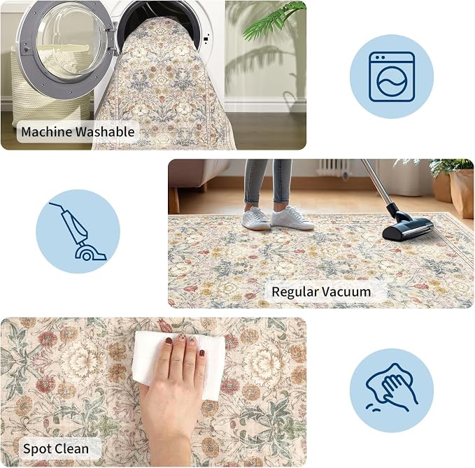 GarveeHome Washable Runner Rug 2x6, Non Slip Floral Kitchen Runner - Image 6