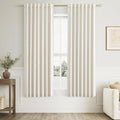 100% Blackout Linen Curtains for Bedroom 63 Inches Long Natural Cream Black Out by Guken