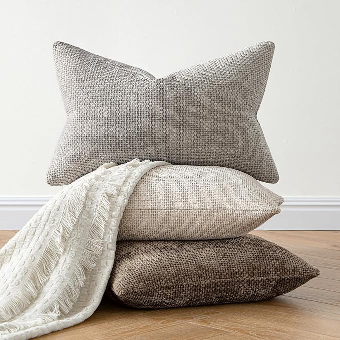 MIULEE Decorative Brown Euro Sham Pillow Covers 24x24 Inch 2 Pack | Modern Boho - Image 4