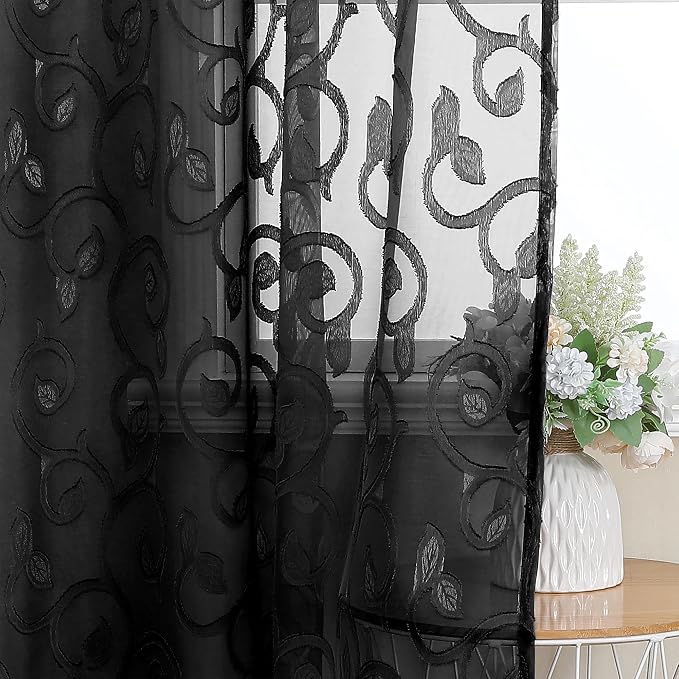 Furman Sheer Black Curtains 90 inches Long - Image 6