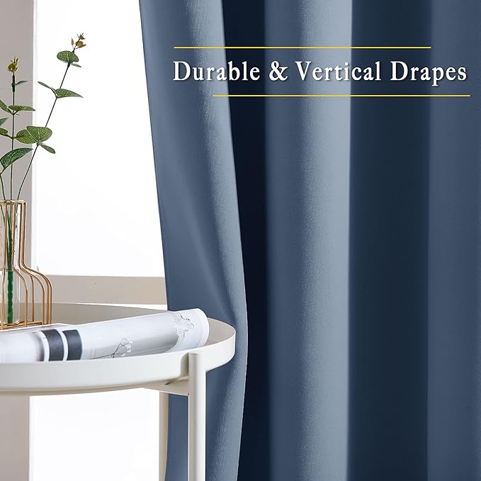 NICETOWN Stone Blue Blackout Curtains 96 inches Long, Grommet Thermal Insulated - Image 5