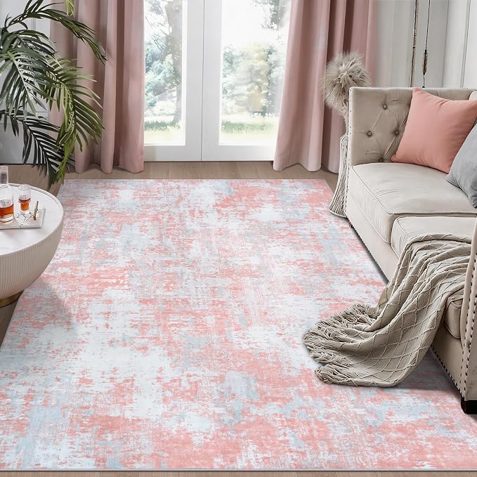 Aelenmu 6x9 Area Rugs for Living Room Bedroom Dining Room Washable Pink | Soft by Aelenmu