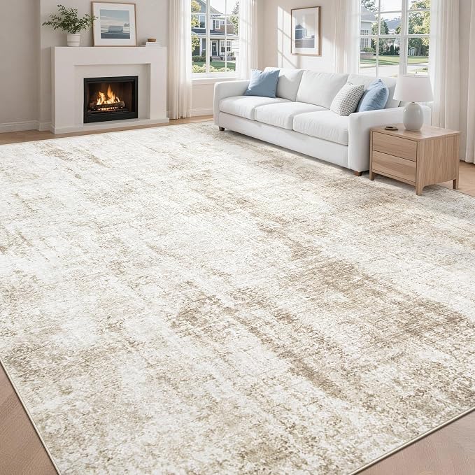 8x10 Area Rugs Washable Rug: Abstract Neutral Rugs Modern Non Slip Area Rug by MXSANYOORUG