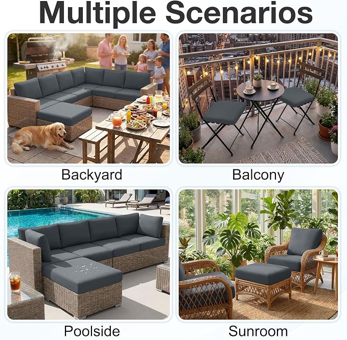 Waterproof Outdoor Cushion Covers, Stretch Patio Slipcovers | UV Resistant - Image 5