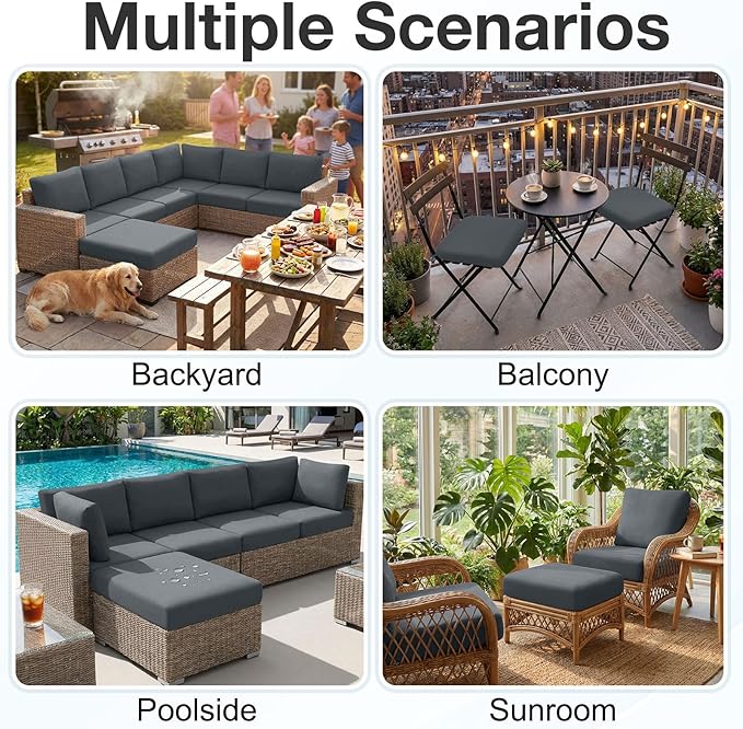 Waterproof Outdoor Cushion Covers, Stretch Patio Slipcovers | UV Resistant - Image 5