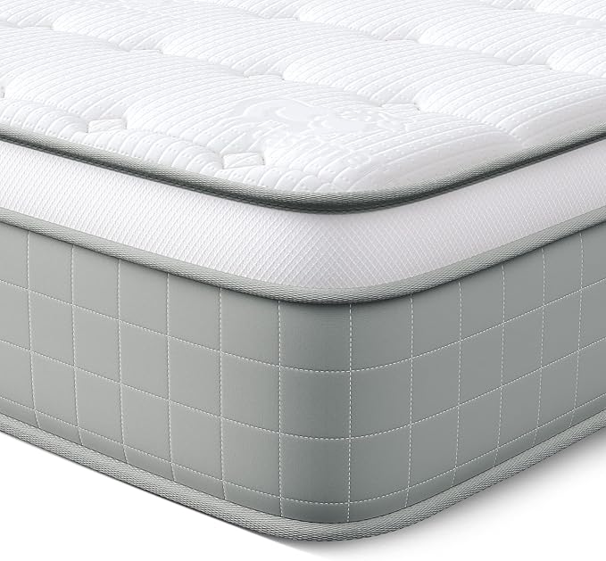 Vesgantti Twin Mattress, 10 Inch Innerspring Hybrid Mattress in a Box, Pressure Relief Pocket Spring Twin Size Mattress with Memory Foam & Breathable Knitted Fabric, Medium Firm, CertiPUR-US