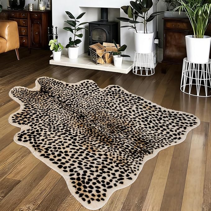 Leopard Print Rug, Large Cheetah Rug 6.2x8 Feet Soft Faux Animal Print Carpet - Image 5