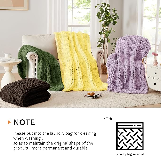 L'AGRATY Chunky Knit Throw Blanket - Image 8