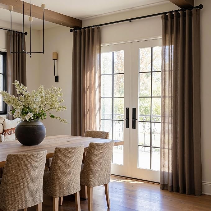 MYSKY HOME Patio Curtains for Sliding Door 90 inch Length 2 Panels Set - Image 2