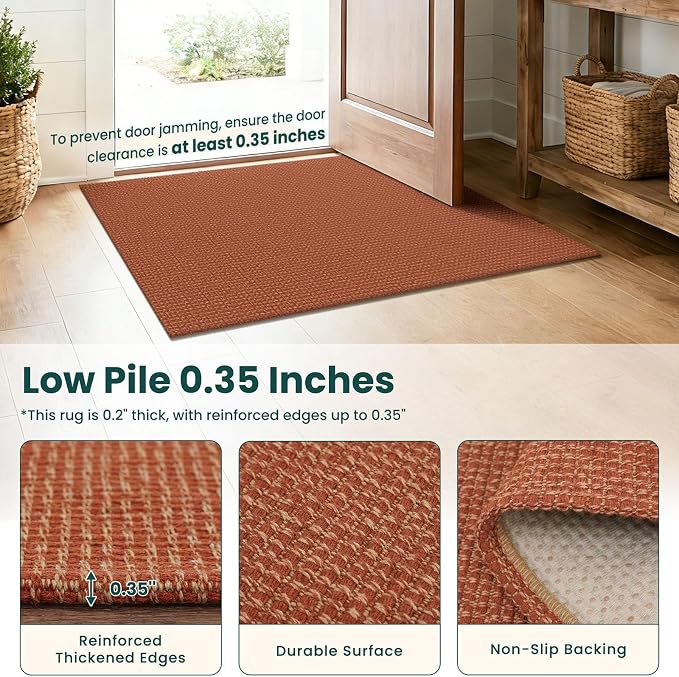KOZYFLY Orange 3x6 Washable Runner Rug, Non Slip Wide Runners - Image 5