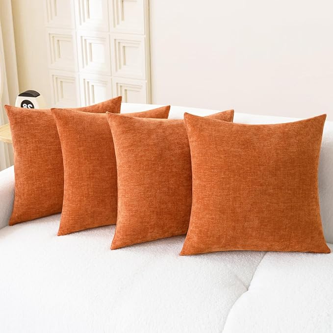 CaliTime Fall Decorative Throw Pillow Covers 18 X 18 Inches Burnt Orange | Pack by CaliTime