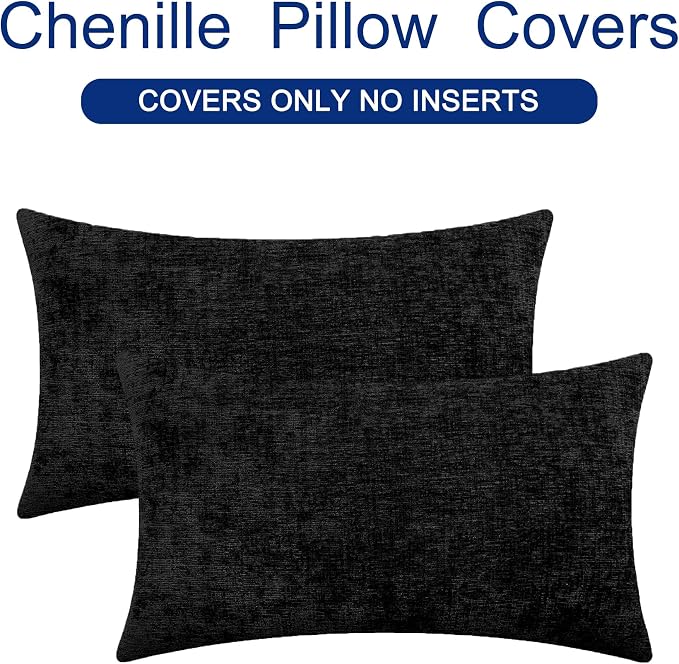 CaliTime Decorative Couch Throw Pillow Covers 26 X 16 Inches Black | Pack of 2 - Image 6