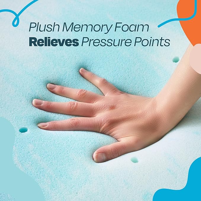 Linenspa 2 Inch Gel Swirl Memory Foam Mattress Topper – Cooling Gel Infused – Pressure Relieving Bed Topper - Mattress Pad – CertiPUR Certified - King Size