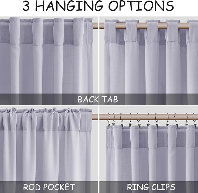 Lavender Purple Linen Curtains 102 Inches Long - Image 2