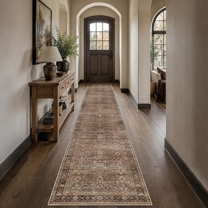 Schweek 2x12 Runner Rug Non-Slip Washable Neutral Rugs by Schweek