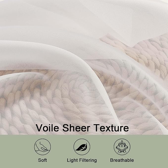 Sheer Ivory Curtains 84 Inch Length 2 Panels Set - Image 5