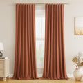 Terracotta 100% Blackout Linen Curtains 102 Inch Length 2 Panels Set Fall by Guken