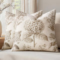 Set of 2 Decorative Floral Pillow Covers 20x20 Inch Light Brown | Neutral by SWANCOCO
