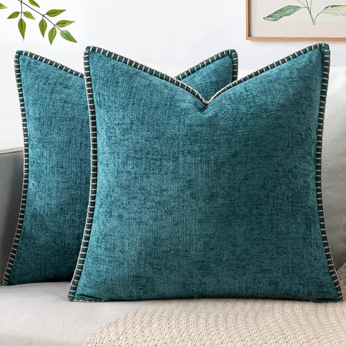 MIULEE Decorative Couch Throw Pillow Covers 16x16 Inch Dark Teal 2 Pack | by MIULEE