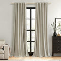100% Blackout Linen Curtains for Bedroom 96 inches Long, Thermal Insulated Room by Guken