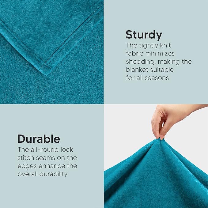 Utopia Bedding Soft Fleece Bed Blanket Twin Size Turquoise | Microfiber Plush - Image 7