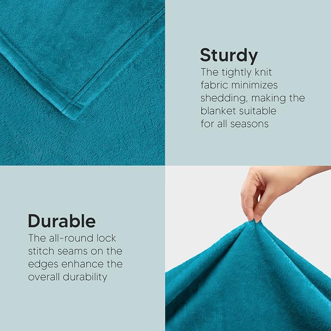 Utopia Bedding Soft Fleece Bed Blanket Twin Size Turquoise | Microfiber Plush - Image 7