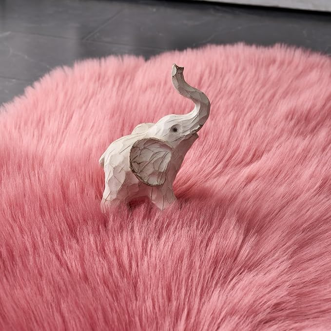 EasyJoy Ultra Soft Fluffy Faux Fur Rug, 2x6 ft Rectangle, Blush Pink | Chair - Image 7