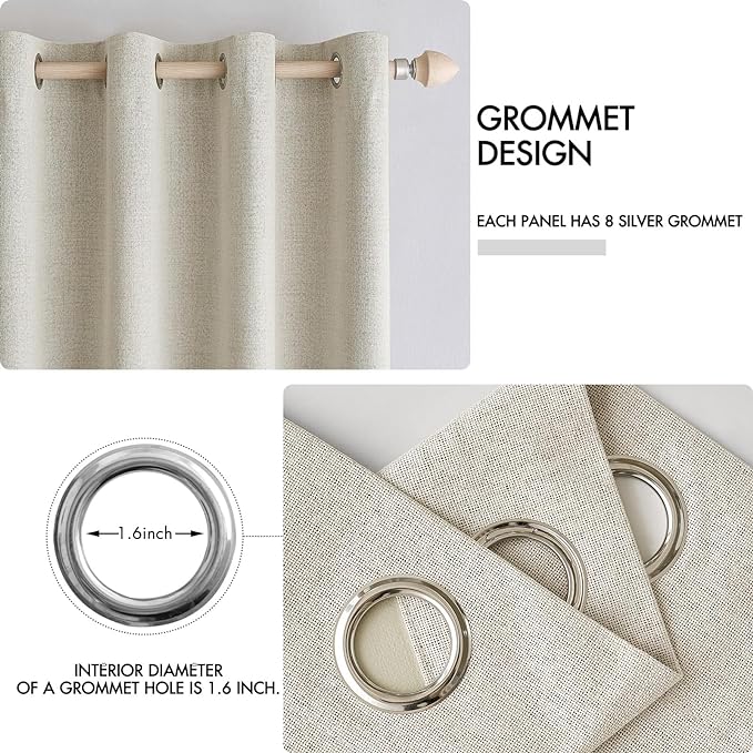 MIULEE 100% Blackout Linen Curtains - Image 4