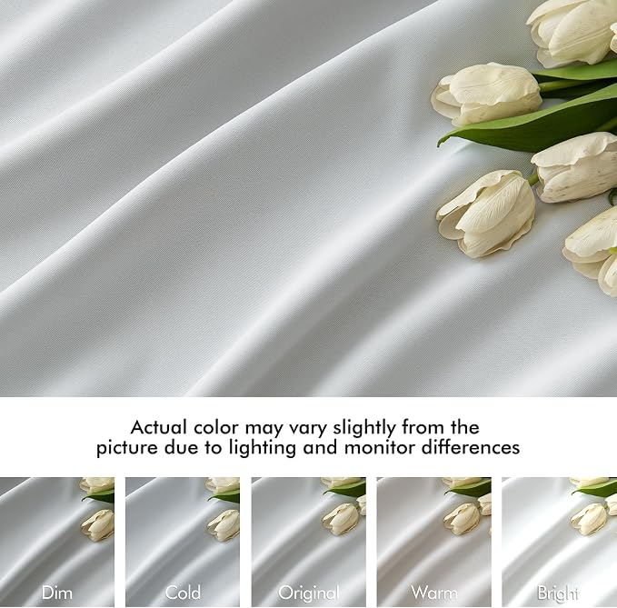 MIULEE Greyish White Back Tab Blackout Curtains 52x108 Inch Long 2 Panels | Rod - Image 8